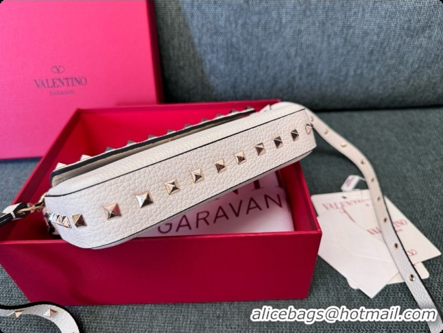 Best Price Valentino Rockstud Grainy Calfskin Pouch 3022 White 2026