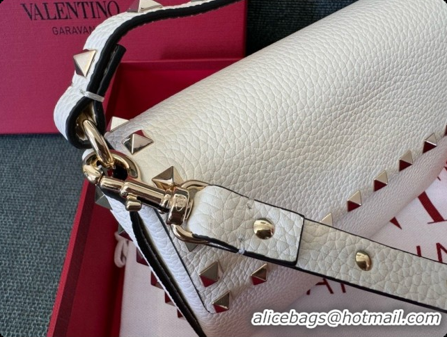 Best Price Valentino Rockstud Grainy Calfskin Pouch 3022 White 2026