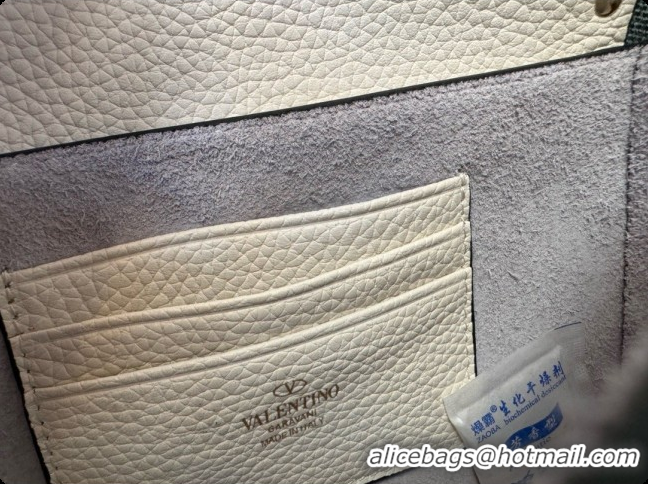 Best Price Valentino Rockstud Grainy Calfskin Pouch 3022 White 2026