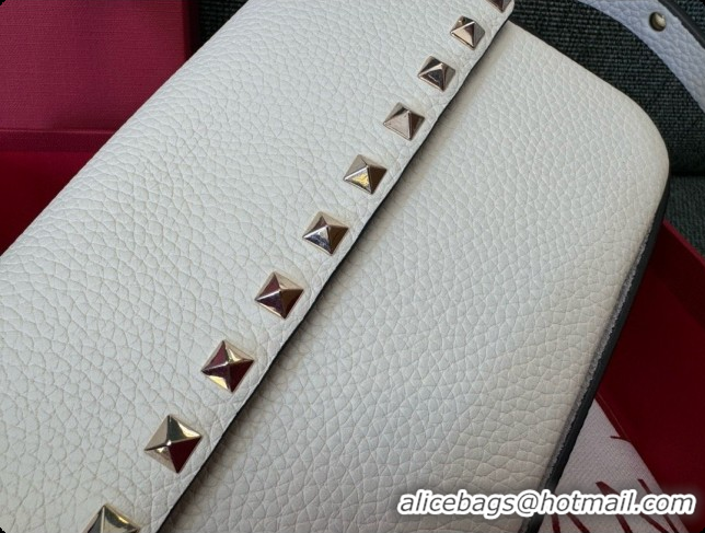 Best Price Valentino Rockstud Grainy Calfskin Pouch 3022 White 2026