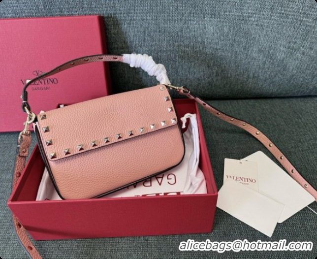Duplicate Valentino Rockstud Grainy Calfskin Pouch 3022 Pink 2026