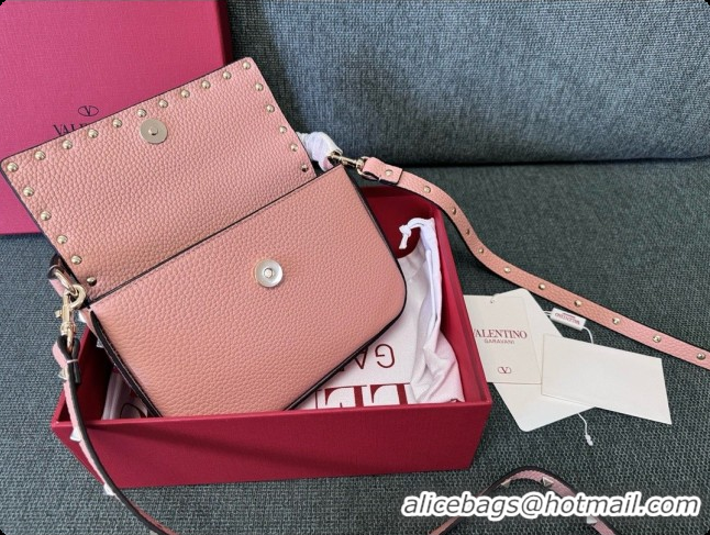 Duplicate Valentino Rockstud Grainy Calfskin Pouch 3022 Pink 2026