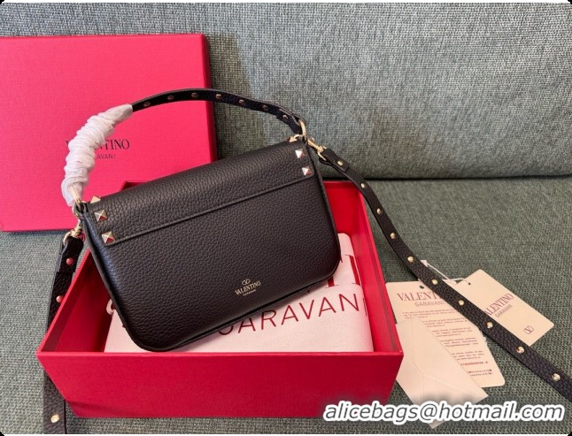 Sumptuous Valentino Rockstud Grainy Calfskin Pouch 3022 Black 2026