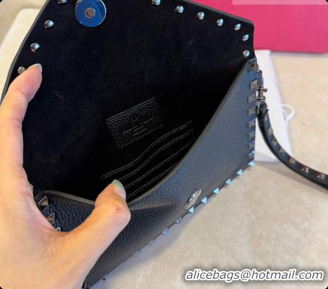 Discounts Valentino Rockstud Grainy Calfskin Pouch 1139 Black 2026