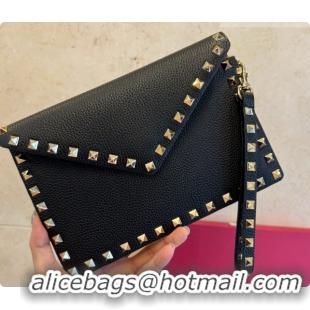 Low Price Valentino Rockstud Grainy Calfskin Pouch 1139 Black 02 2026