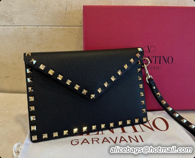 Low Price Valentino Rockstud Grainy Calfskin Pouch 1139 Black 02 2026