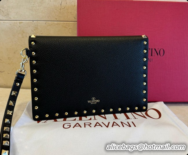 Low Price Valentino Rockstud Grainy Calfskin Pouch 1139 Black 02 2026