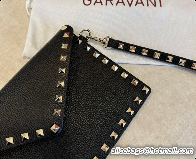 Low Price Valentino Rockstud Grainy Calfskin Pouch 1139 Black 02 2026