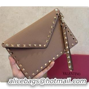 Most Popular Valentino Rockstud Grainy Calfskin Pouch 1139 Grey 2026