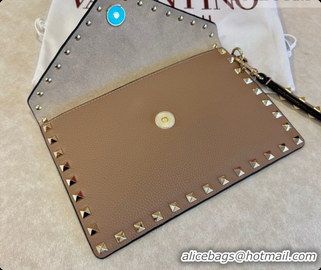 Most Popular Valentino Rockstud Grainy Calfskin Pouch 1139 Grey 2026