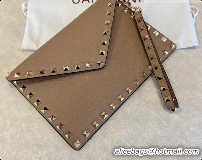 Most Popular Valentino Rockstud Grainy Calfskin Pouch 1139 Grey 2026