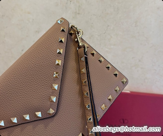 Most Popular Valentino Rockstud Grainy Calfskin Pouch 1139 Grey 2026