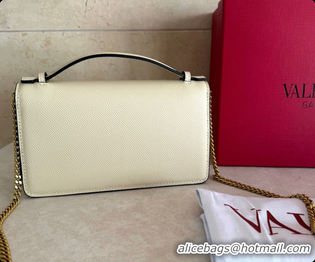 Popular Style Valentino VLogo Signature Grainy Calfskin Wallet With Chain 2068 White 2026