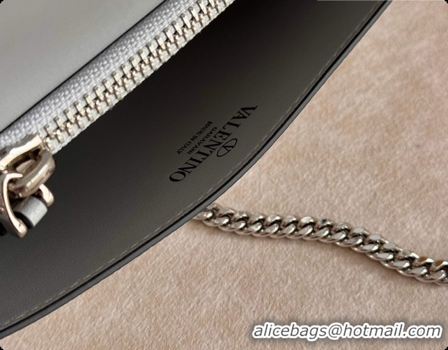 Top Design Valentino VLogo Signature Grainy Calfskin Wallet With Chain 2068 Silver 2026