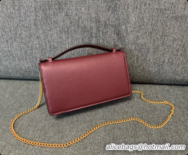 Best Product Valentino VLogo Signature Grainy Calfskin Wallet With Chain 2068 Burgundy 2026