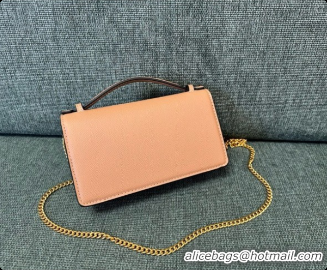 Classic Hot Valentino VLogo Signature Grainy Calfskin Wallet With Chain 2068 Nude Pink 2026