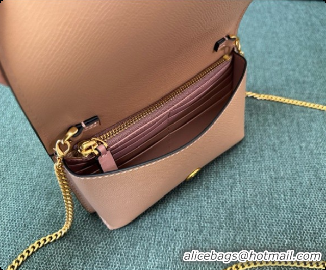 Classic Hot Valentino VLogo Signature Grainy Calfskin Wallet With Chain 2068 Nude Pink 2026