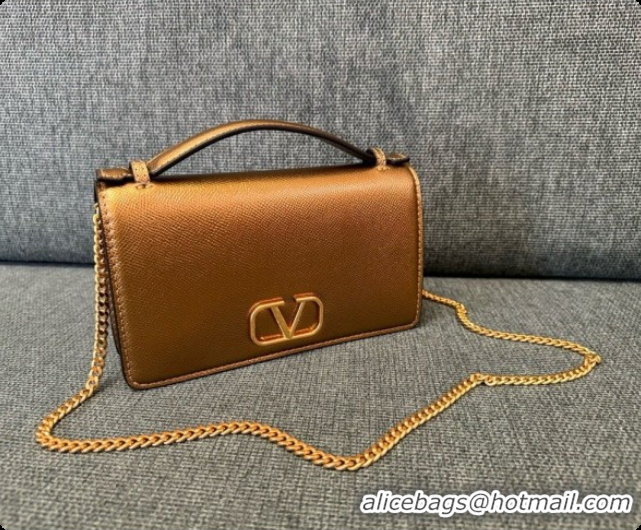 Top Grade Valentino VLogo Signature Grainy Calfskin Wallet With Chain 2068 Gold 2026
