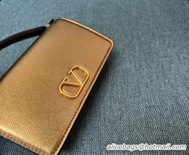 Top Grade Valentino VLogo Signature Grainy Calfskin Wallet With Chain 2068 Gold 2026