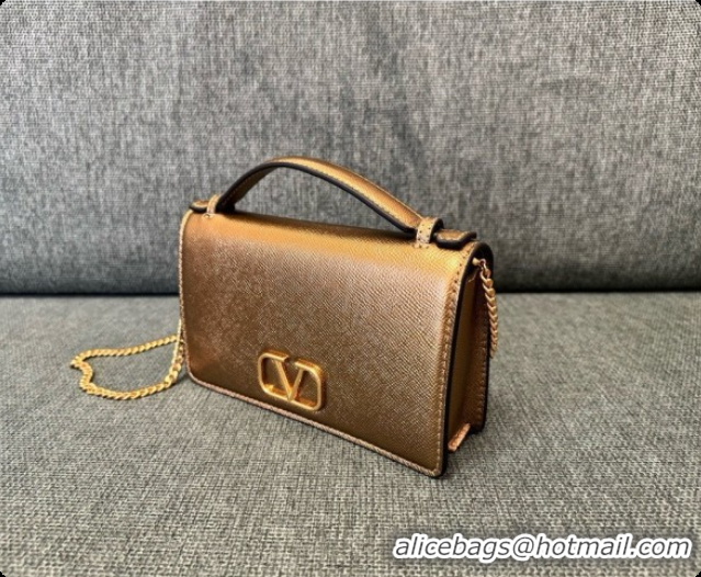 Top Grade Valentino VLogo Signature Grainy Calfskin Wallet With Chain 2068 Gold 2026