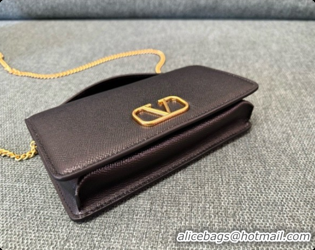 Discount Valentino VLogo Signature Grainy Calfskin Wallet With Chain 2068 Black 2026
