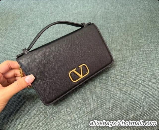 Discount Valentino VLogo Signature Grainy Calfskin Wallet With Chain 2068 Black 2026