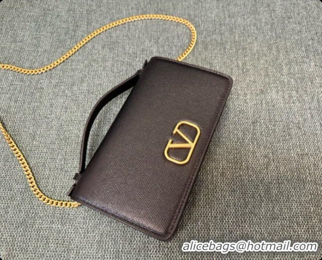 Discount Valentino VLogo Signature Grainy Calfskin Wallet With Chain 2068 Black 2026
