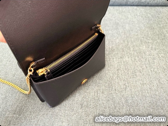 Discount Valentino VLogo Signature Grainy Calfskin Wallet With Chain 2068 Black 2026