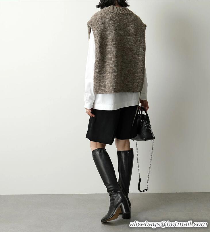 Discount Maison Margiela Original Leather Tabi Knee-high Boots Heel 8mm 16859 Black