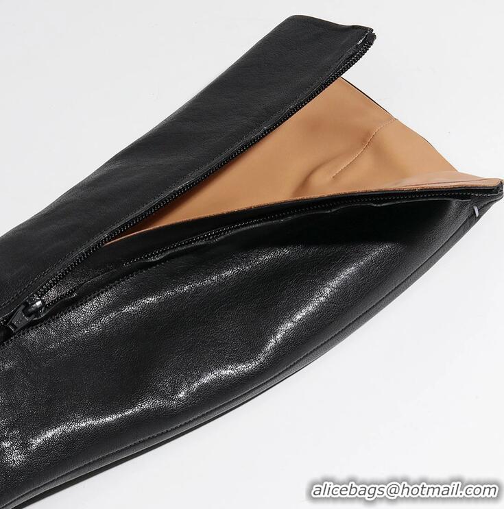 Discount Maison Margiela Original Leather Tabi Knee-high Boots Heel 8mm 16859 Black