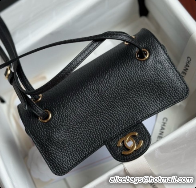 Best Price Chanel Mini Flap Bag in Grained Calfskin AS6573 Black/Gold 2026
