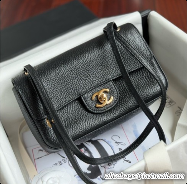 Best Price Chanel Mini Flap Bag in Grained Calfskin AS6573 Black/Gold 2026