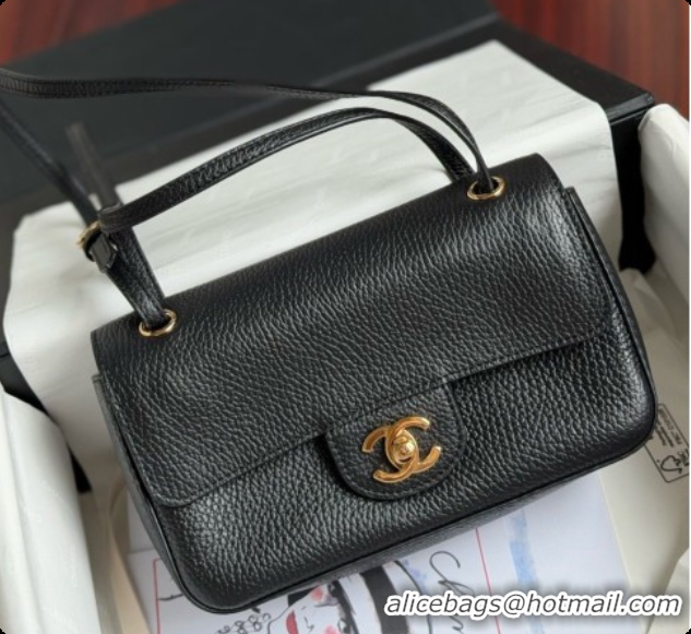 Best Price Chanel Mini Flap Bag in Grained Calfskin AS6573 Black/Gold 2026