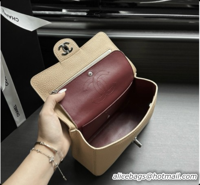 Purchase Chanel Mini Flap Bag in Grained Calfskin AS6573 Beige/Silver 2026