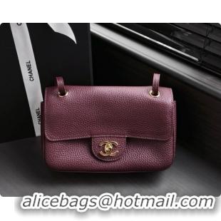 Pretty Style Chanel Mini Flap Bag in Grained Calfskin AS6573 Burgundy/Gold 2026
