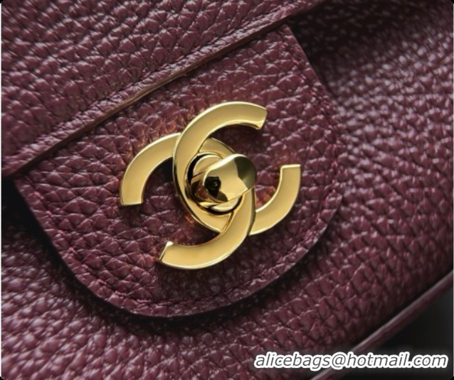 Pretty Style Chanel Mini Flap Bag in Grained Calfskin AS6573 Burgundy/Gold 2026