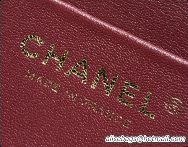 Pretty Style Chanel Mini Flap Bag in Grained Calfskin AS6573 Burgundy/Gold 2026