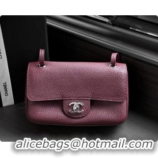 Grade Quality Chanel Mini Flap Bag in Grained Calfskin AS6573 Burgundy/silver 2026