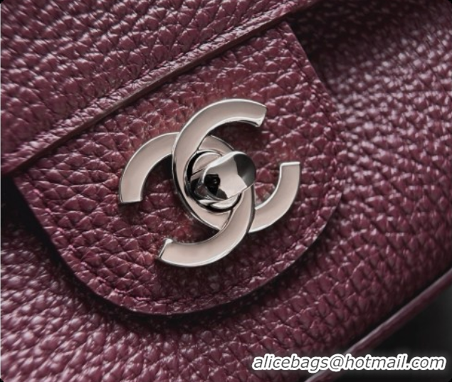 Grade Quality Chanel Mini Flap Bag in Grained Calfskin AS6573 Burgundy/silver 2026