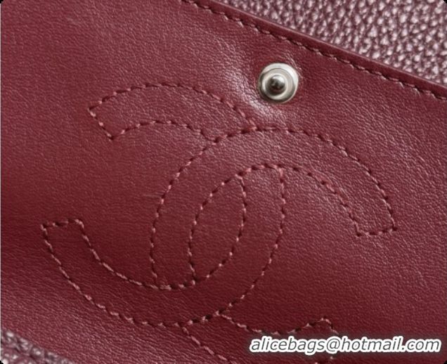 Grade Quality Chanel Mini Flap Bag in Grained Calfskin AS6573 Burgundy/silver 2026