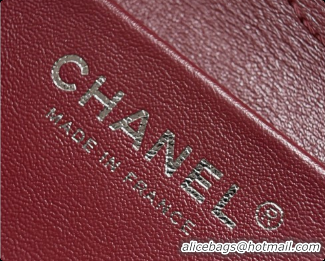 Grade Quality Chanel Mini Flap Bag in Grained Calfskin AS6573 Burgundy/silver 2026