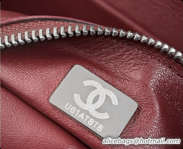 Grade Quality Chanel Mini Flap Bag in Grained Calfskin AS6573 Burgundy/silver 2026