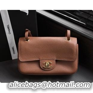 Best Grade Chanel Mini Flap Bag in Grained Calfskin AS6573 Brown/Gold 2026