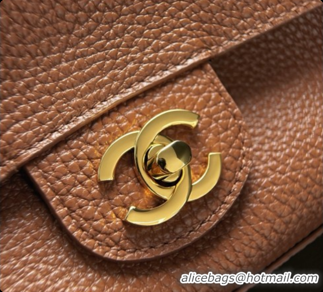 Best Grade Chanel Mini Flap Bag in Grained Calfskin AS6573 Brown/Gold 2026