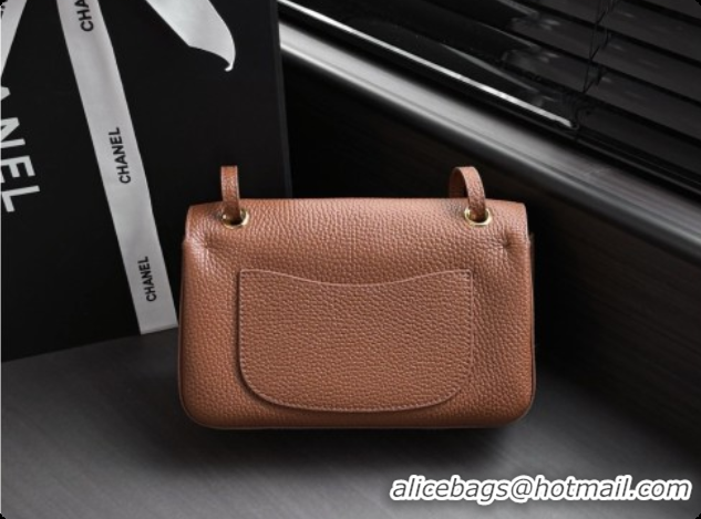 Best Grade Chanel Mini Flap Bag in Grained Calfskin AS6573 Brown/Gold 2026