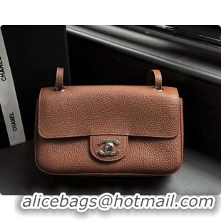 Good Quality Chanel Mini Flap Bag in Grained Calfskin AS6573 Brown/Silver 2026