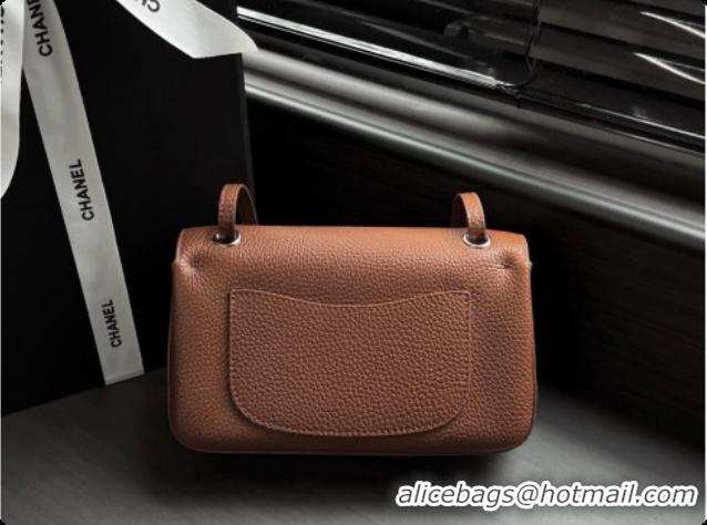 Good Quality Chanel Mini Flap Bag in Grained Calfskin AS6573 Brown/Silver 2026
