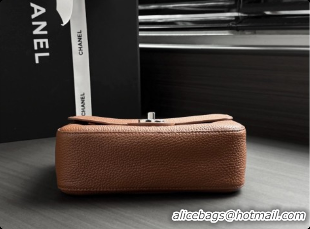 Good Quality Chanel Mini Flap Bag in Grained Calfskin AS6573 Brown/Silver 2026