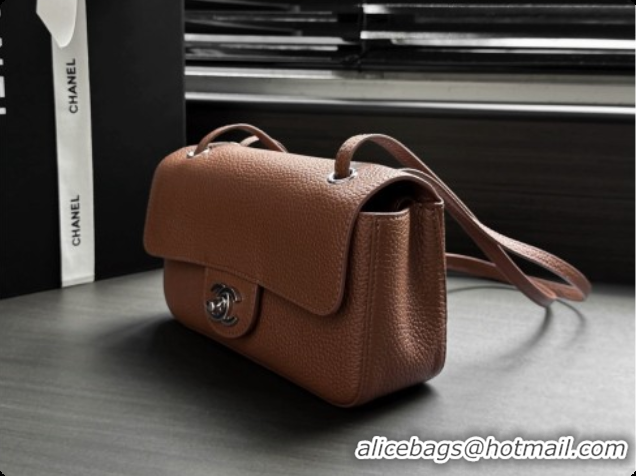 Good Quality Chanel Mini Flap Bag in Grained Calfskin AS6573 Brown/Silver 2026