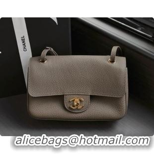 Luxurious Chanel Mini Flap Bag in Grained Calfskin AS6573 Grey/Gold 2026